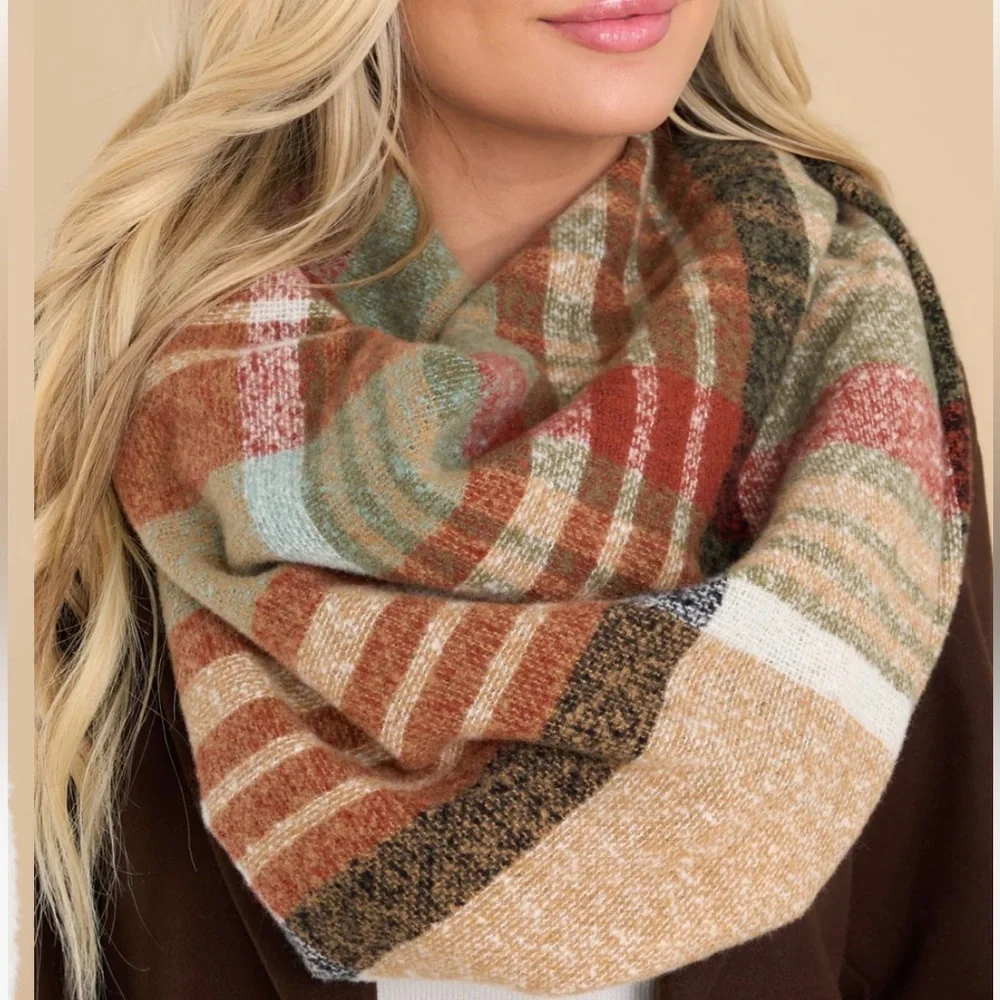 Taupe plaid scarf